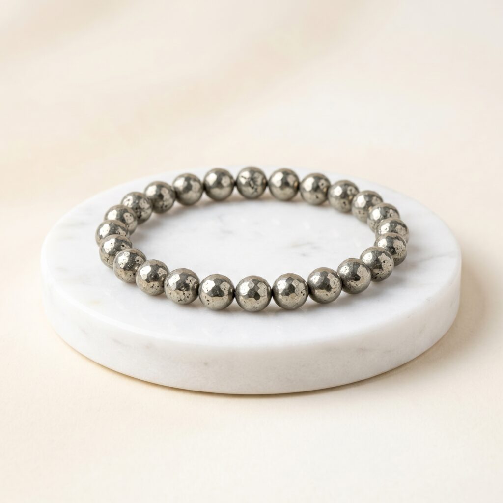 Pyrite Bracelet on white Background