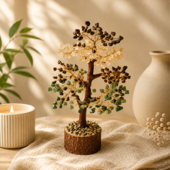 Money Magnet Crystal Tree with Green Aventurine, Citrine, Tiger Eye and Black Tourmaline gemstone chips