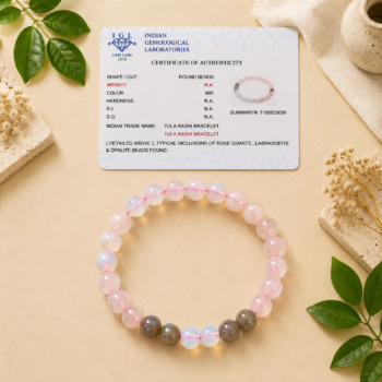 Tula Rashi Libra Bracelet with Rose Quartz, Labradorite and Opalite beads with authenticity certificate